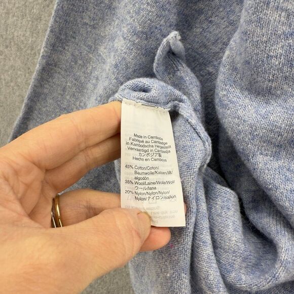 J.Crew Women's Large V-Neck Sweater Soft Cotton Wool Blend Carolina Blue Knit - Picture 4 of 14